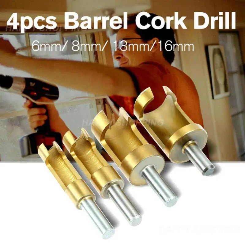 

6/8/13/16mm Titanium Coated Cork Drill High Carbon Steel Barrel Plug Drill Cutter Cork Spike Hole Saw Wood Tool Drill Bits