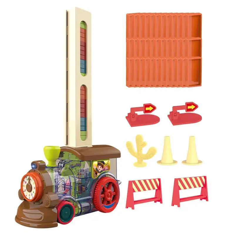 

Domino Train Automatic Domino Brick Laying Toy Train STEM Learning Early Educational Building And Stacking Toy With Sound And