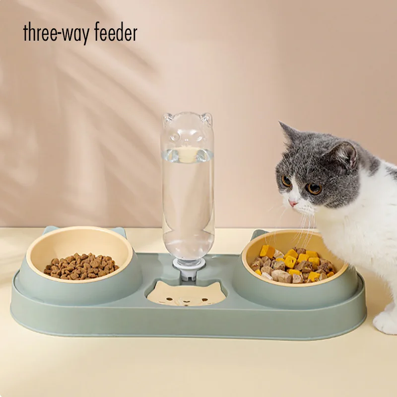 

Миски 3 в 1 для собак и кошек с дозатором воды, наклонная миска для сухого и влажного кормления питомцев, кормушка для кошек