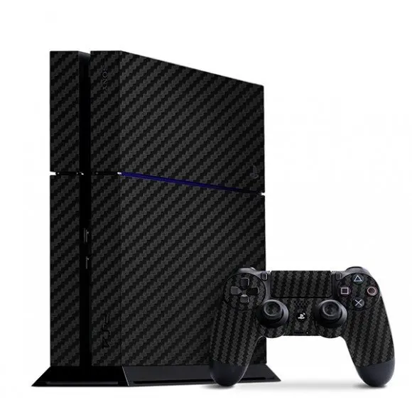 

Black Carbon Fiber PS4 Stickers Play station 4 Skin PS 4 Sticker Decal Cover the For PlayStation 4 PS4 Console & skins of Controller Vi