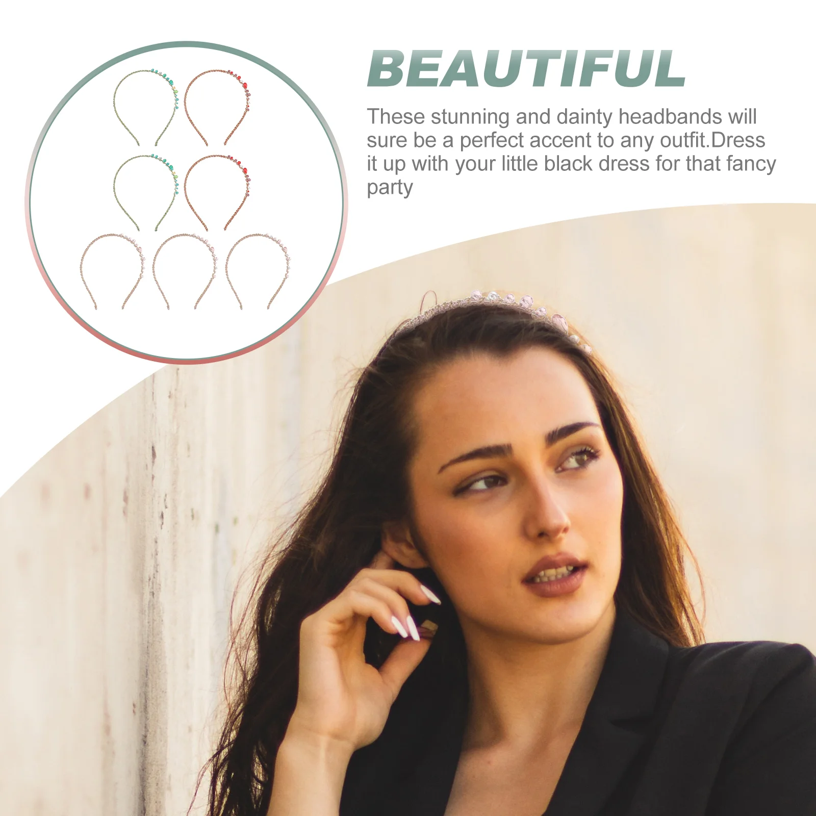 7 шт. повязки на голову с драгоценными камнями для девочек и женщин блестящие