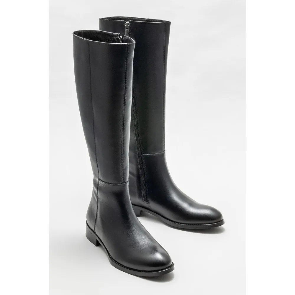 

Dorlie Black Leather Women Flat Boots