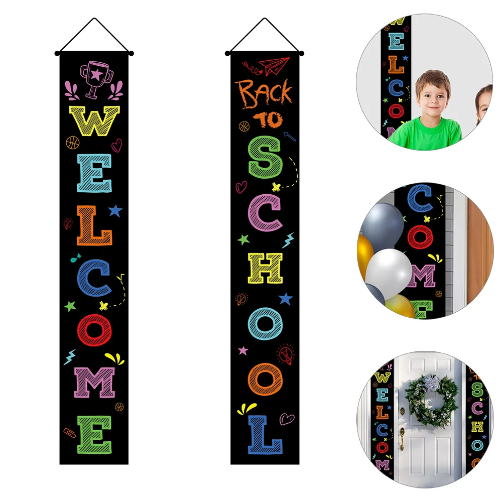 

1 Pair Welcome Back Door Couplets School Door Banners Door Curtain Decorations