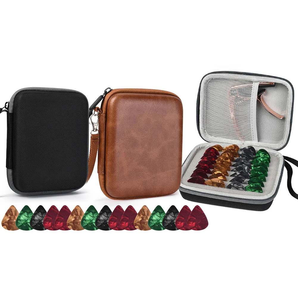 

Держатель для гитары, чехол, сумка для хранения с 15 искусственными элементами 0,75 мм для аксессуаров для акустической электрогитары, случайн...