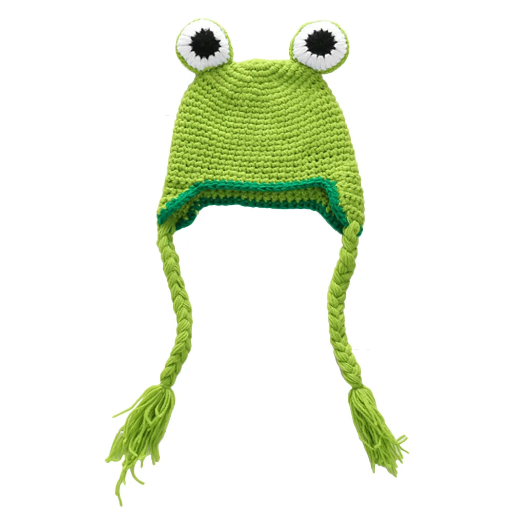 

Вязаные Мультяшные лягушки Hatheadband, вязаные лягушки для взрослых, вязаный костюм, шерстяное ведро для новорожденных