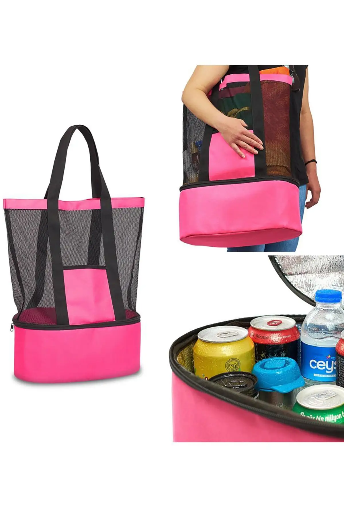 

Women Beach Bag Picnic Cool Holder Mesh S Cold Travel Camping Transparent Vacuum Flask Tote Bag Bag Summer Shopping Bags