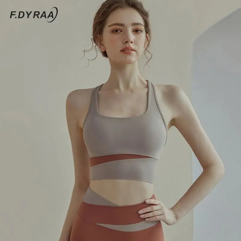 

F.DYRAA Women Sports Bra Contrast Vest Gym Yoga Bra Fitness Breathable Workout Tops Female Bralet Athletic Sportswear Tank Top