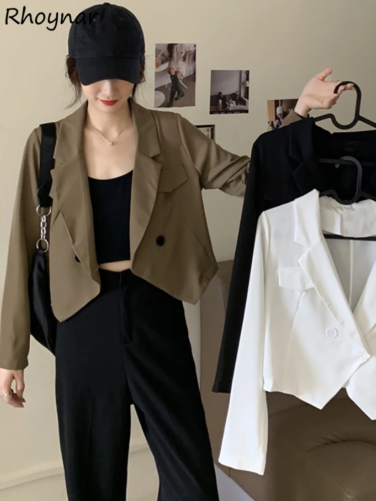 

Crop Blazers Women Spring Hot Sale Temperament Casual Simple All-match Daily Casual Office Lady Korean Style Thin Fashion Preppy