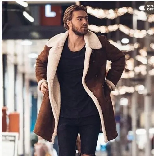 2022 New Winter Polar Fleece Composite Suede Men's Warm Coat Men Clothing  Jackets for Men
