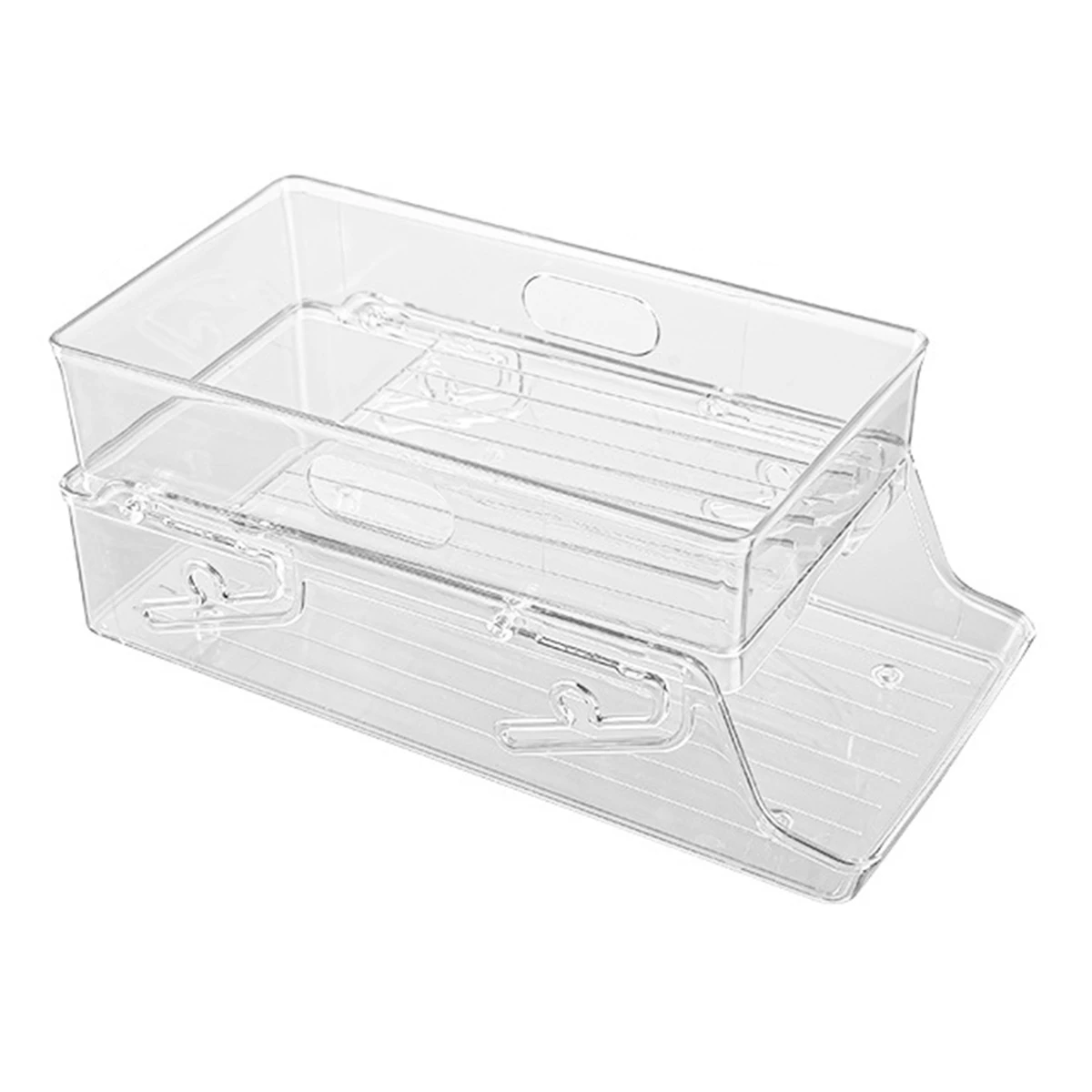 

Refrigerator Beverage Holder Automatic Rolling Refrigerator Organizer Box 2-Layer Large Capacity Can Holder Dispenser Clear