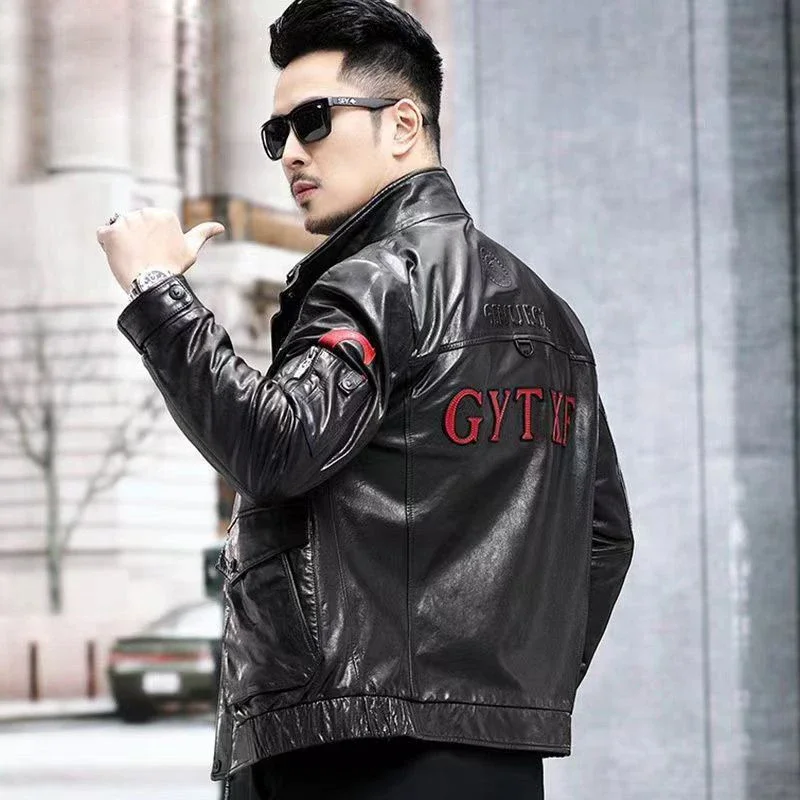 Мужская кожаная куртка из вощеной овечьей кожи мотоциклетный летный Костюм
