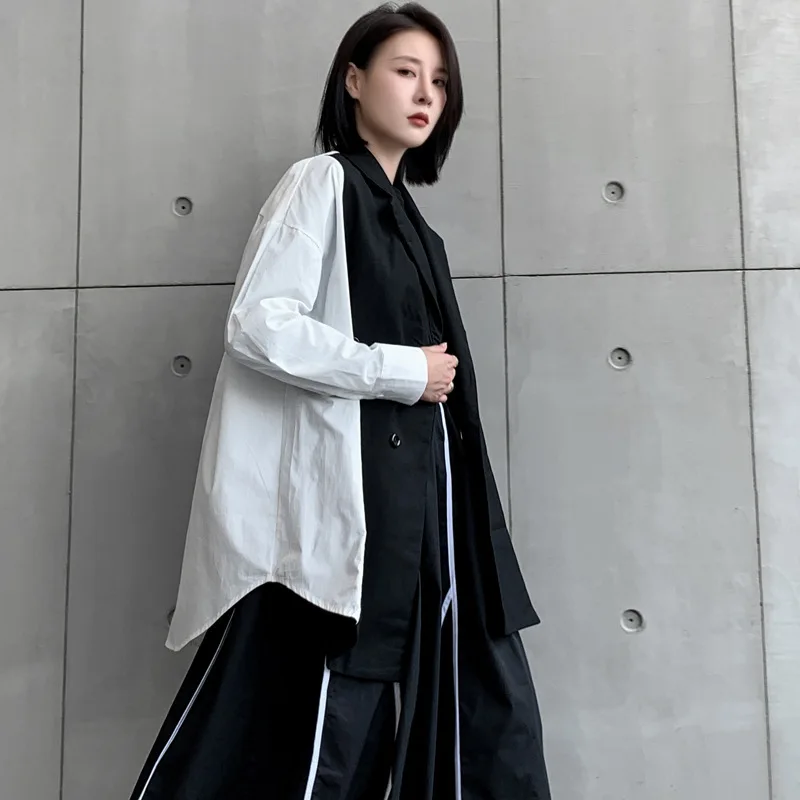 Женский блейзер GetSpring Новинка осени 2024 двубортный женский черный пальто модный