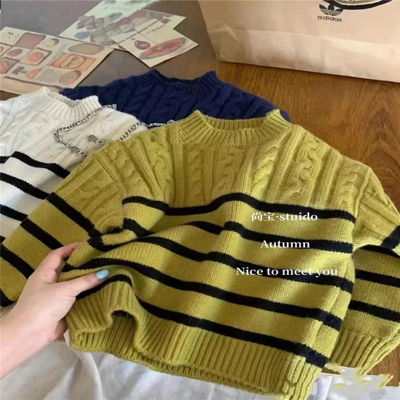 

Вязаный шерстяной свитер для мальчиков из хлопка 2022 стильная теплая плотная Вельветовая повседневная детская одежда на осень и зиму