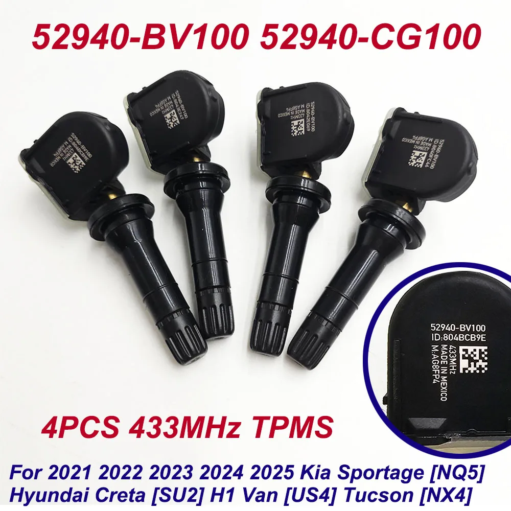 4 шт. для Kia Sportage [NQ5] Hyundai Creta [SU2] Tucson [NX4] 433 МГц датчик TPMS OEM 52940-BV100 52940BV100 52940-CG100