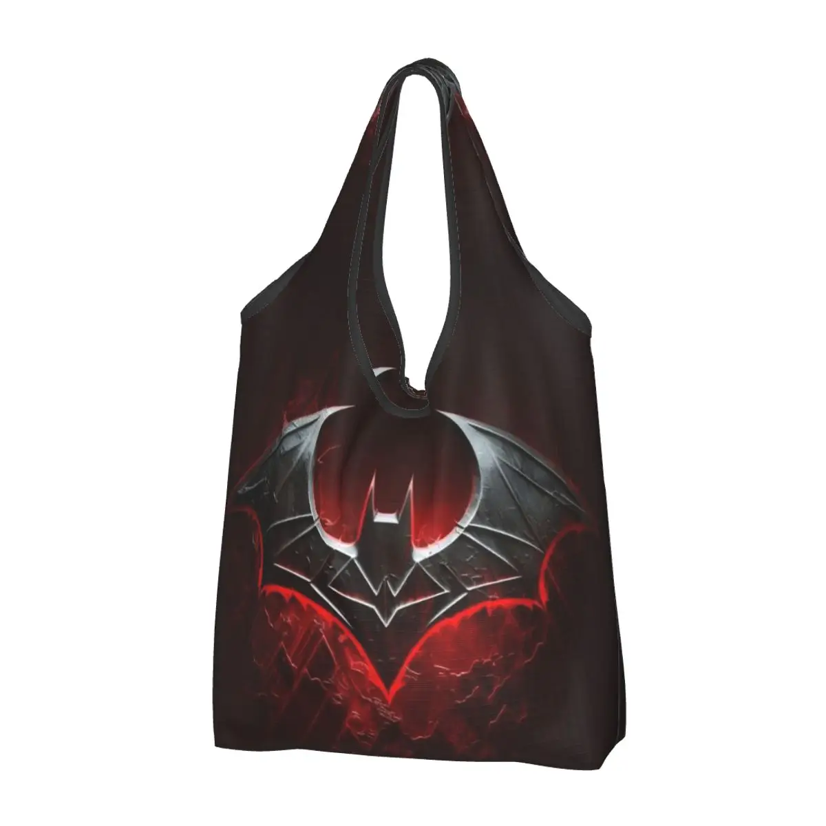 

Custom Bat Man Symbol Bat Logo Shopping Bag Women Portable Large Capacity Grocery CuteLittle Animals Shopper Tote Bags