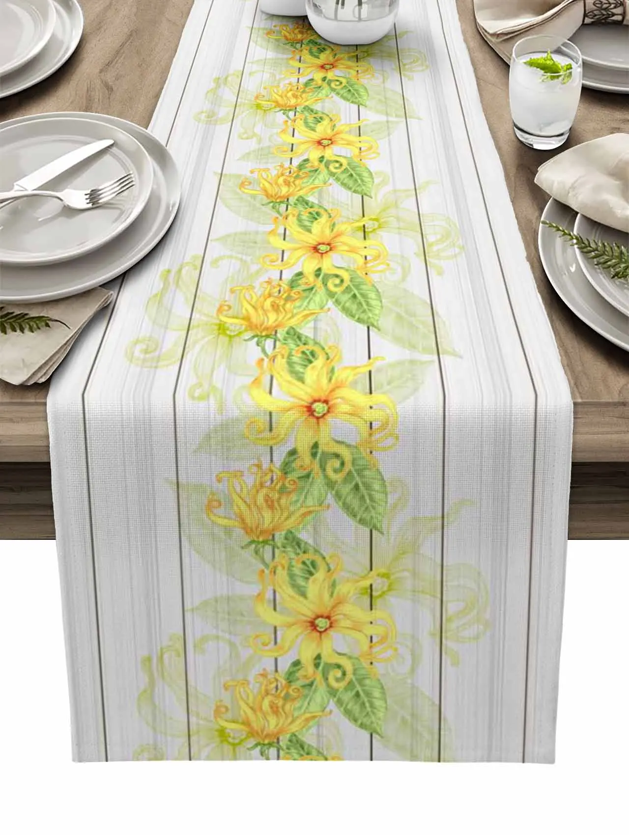 

Винтажная скатерть из древесины с растительным цветком, современные скатерти, домашний Свадебный декор, скатерть для обеденного стола, кух...