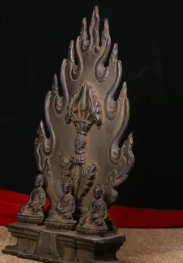 10 6-дюймовый старый тибетский бронзовый храм 3 подсветка Будды статуя фурбы