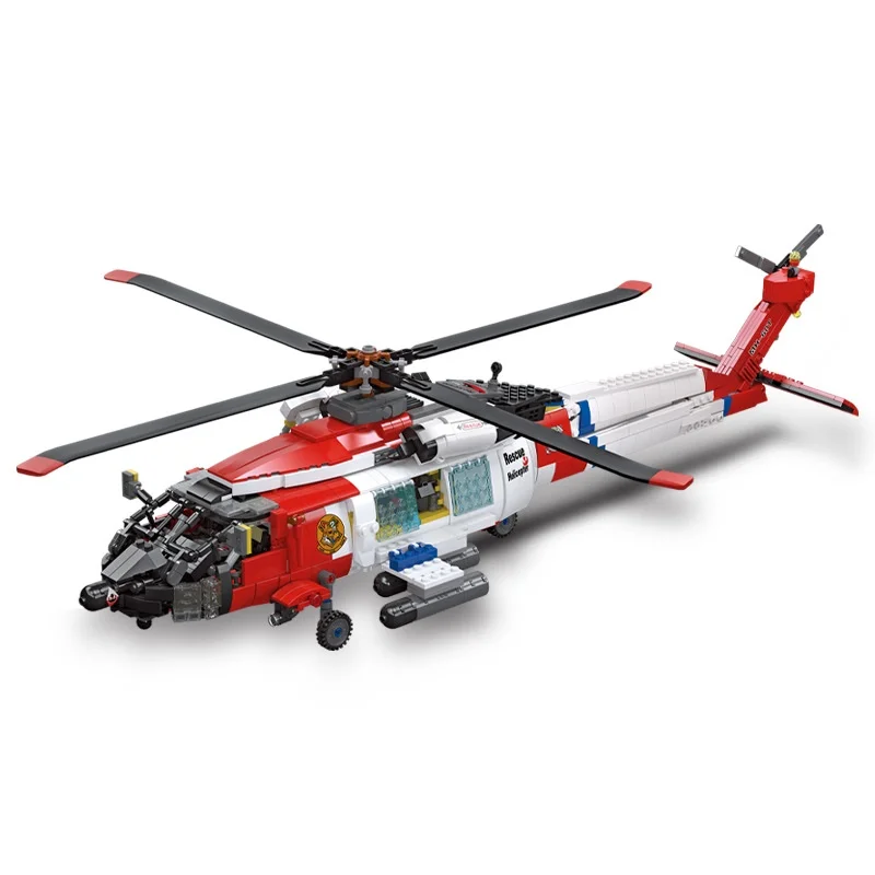 

1408PCS The Eagle Rescue MH-60T Helicopter Building Blocks Aircraft Model DIY Educational Plane Bricks Toys Gift For Children