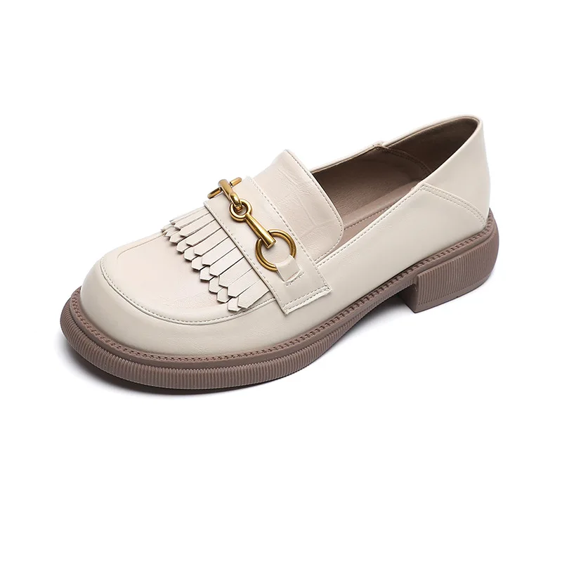 Loafers Women's British Style New Retro Slip-on Platform Shoes Soft Bottom Black Low Heel Small Leather Shoes Women Plus Size