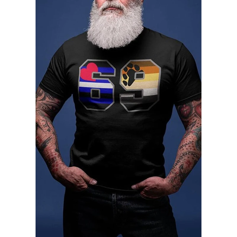 

Badassdude Bear and Leather Flag 69 Printing Men's Casual Fashion T-shirt