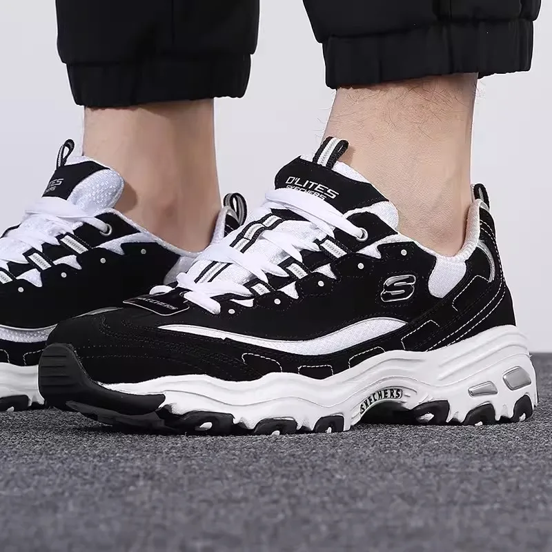 Мужская обувь Skechers классические черно-белые модные повседневные кроссовки