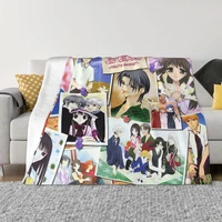 fruits basket cartoon plaid blanket sofa cover fleece winter japanese anime breathable soft throw blanket for sofa couch quilt