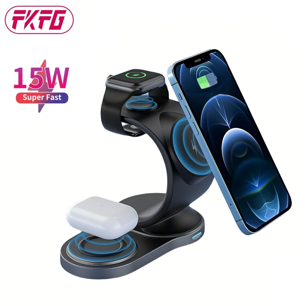 

3 in 1 Magnetic Wireless Charger Stand For iPhone 13 12 Pro Max Mini 15W Qi Fast Charging Station For Apple Watch Airpod Pro 3