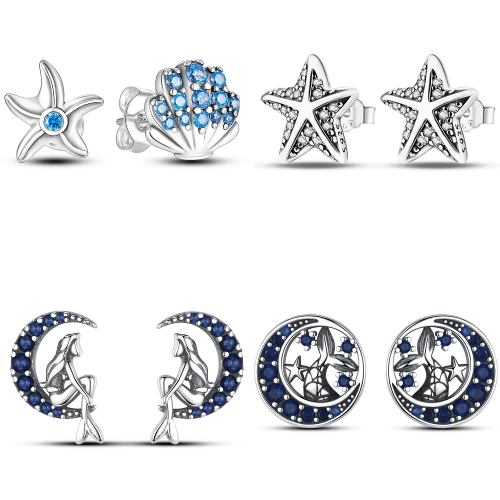 Женские серьги-гвоздики из серебра 925 пробы с фианитами