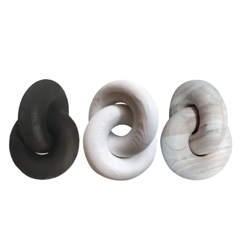 

2 Link Narural Chain Link Decoration Hand-carved Decorative Chain Farmhouse Ornaments Living Room Decoration R7UB