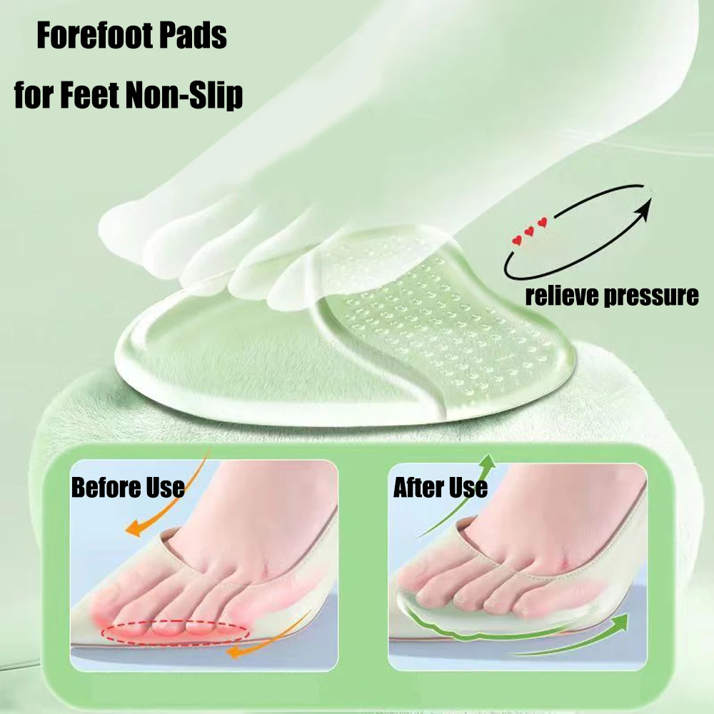 Silicone Forefoot Insert Foot Pads for Shoes Women High Heels Sandals Half Gel Insoles for Shoes Anti-Slip Round Toe Cushion