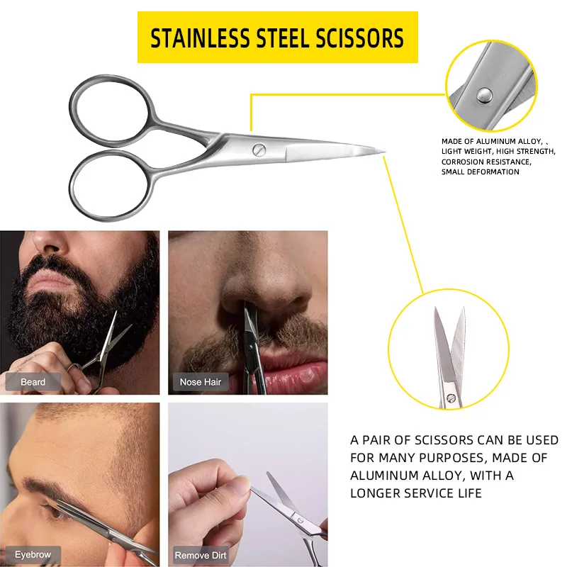 

A Set of Beard Suit for Men Beard Grooming Kit for Men Beard Balm with Scissor Comb Brush Beard Growth Kit Daily Care Kit Barbe