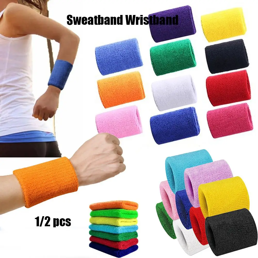 

Basketball Solid color Brace Wraps Guards Gym Sweat Wristband Sport Sweatband Tennis Hand Bands Cotton Wrist Band