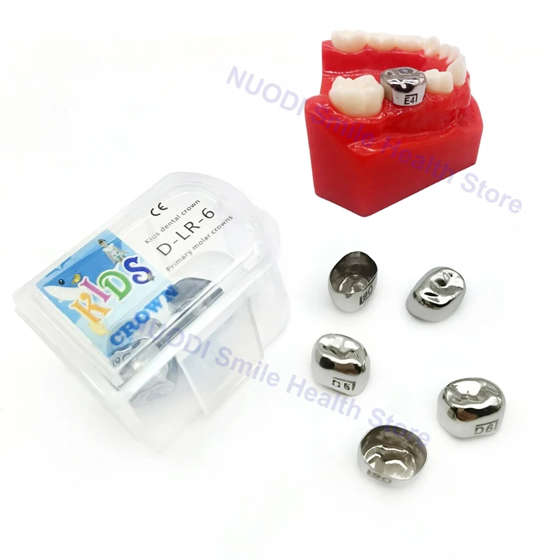 

1Box/5Pcs Dental Kids Primary Preformed Molar Teeth Crown Lower Left/Right Stainless Steel Pediatric Crown Dentistry Accessories