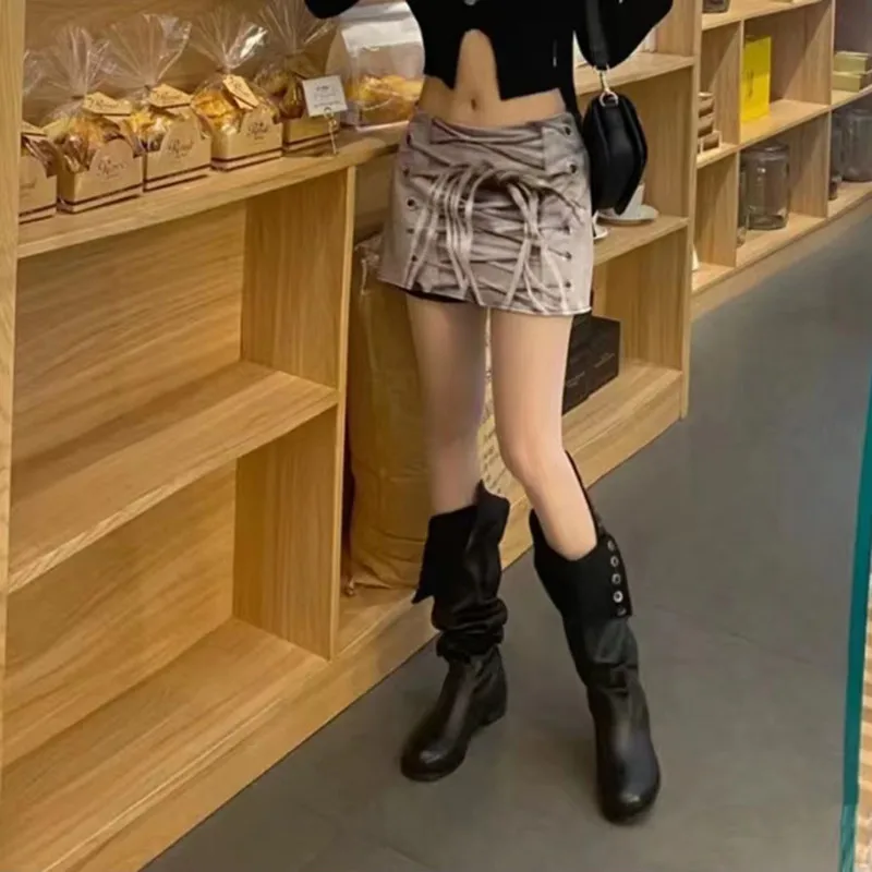 

Длинные сапоги, плиссированные черные длинные сапоги, рыцарские сапоги, свободные узкие сапоги Doc Martens