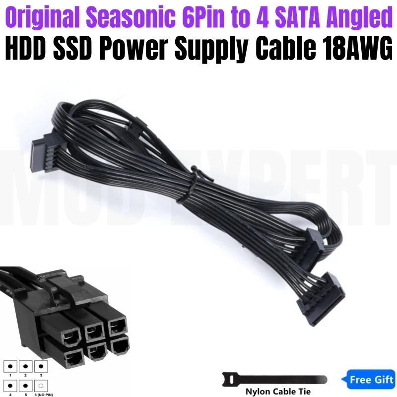 Оригинальный Seasonic 4 SATA угловой HDD SSD кабель питания для M12II EVO 850 Вт 750 620 520 Бронзовый