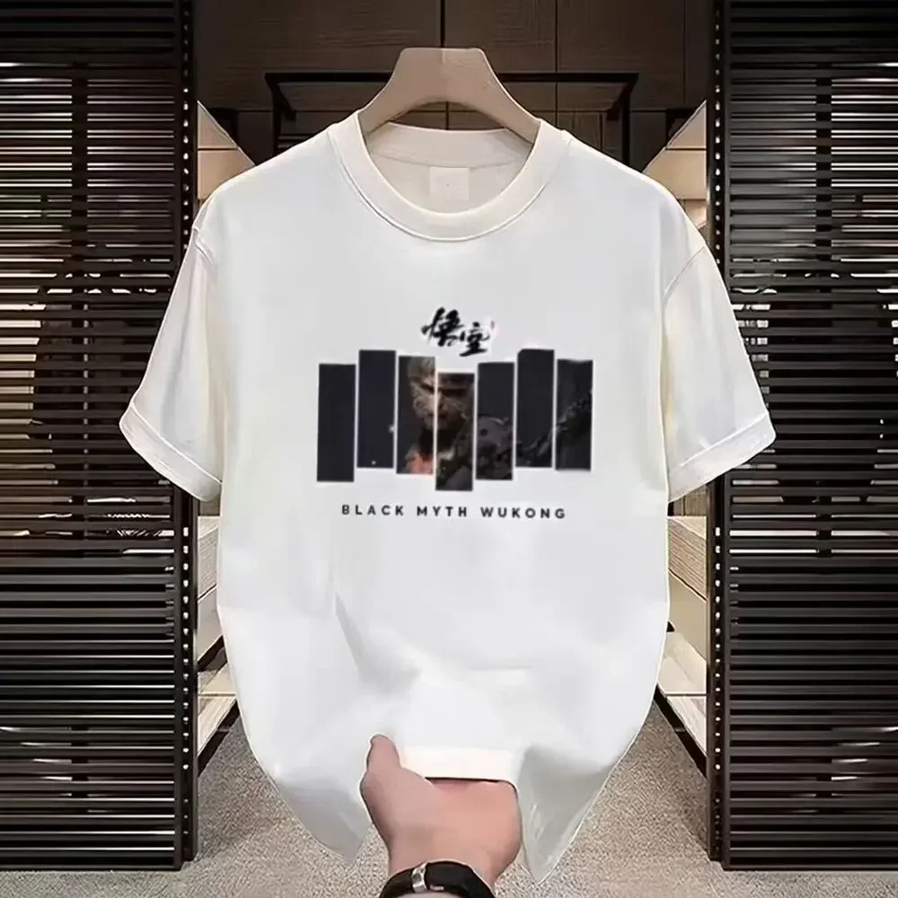 Новая мужская футболка Black Myth Wukong хлопковая Qitian Dasheng