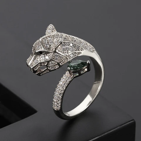 Кольцо с головой леопарда LXOEN