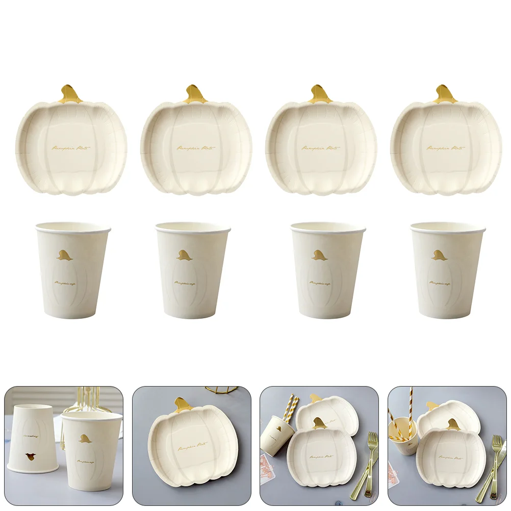 

Paperparty Plates Pumpkin Plate Setcups Cup Dinnerwarefavors Supplies Fall Supply Dessert Dinnerservice