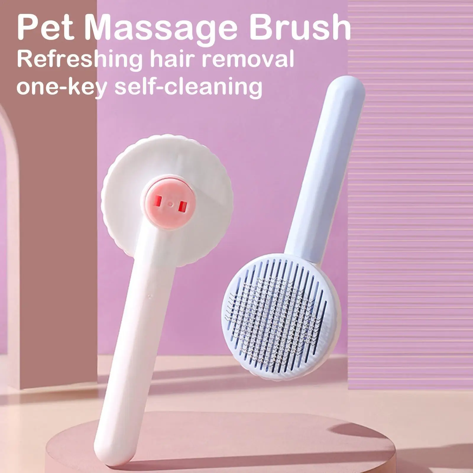 

Cat Brush Pet Comb Self Cleaning Slicker Brush Remove Hair Grooming Brush Pet Dematting Comb Beauty Slicker Dog Comb