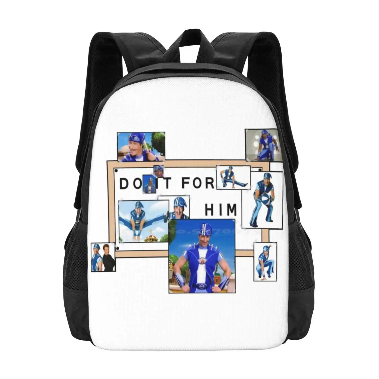 

Сделай это для дизайнерской сумки Sportacus, рюкзак для студентов Lazytown Lazy Town Sportacus, сделай для него мем