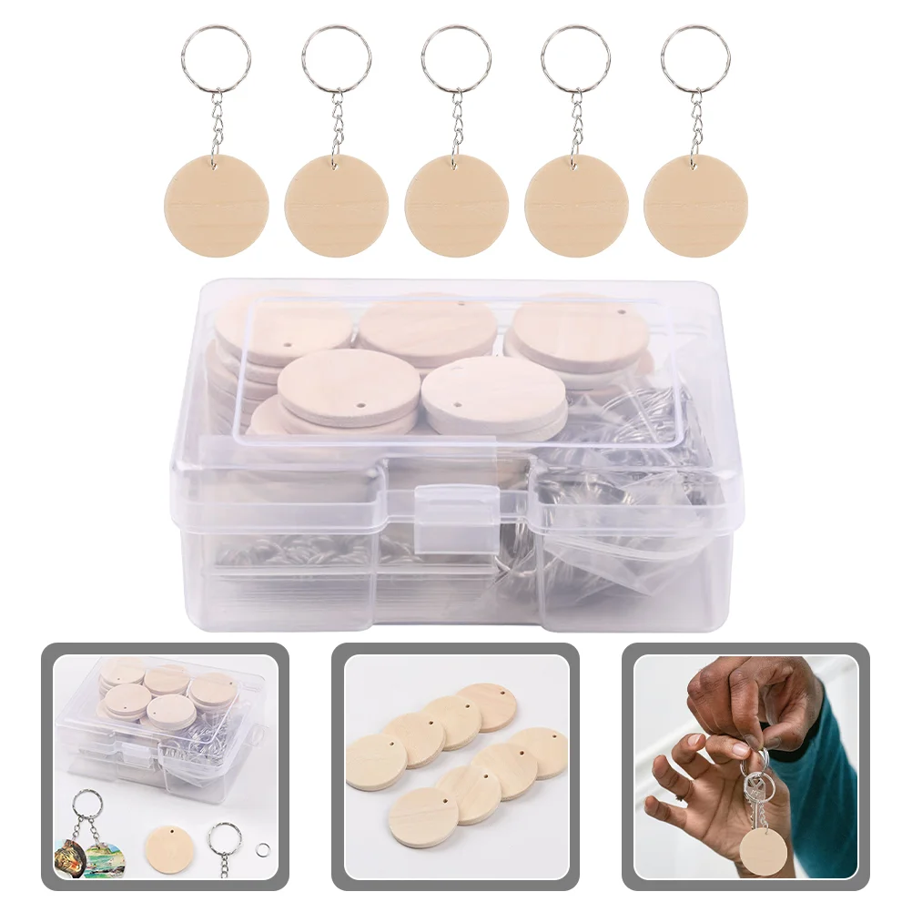

1 Set Blank Round-Shaped Keychain Set Unfinished Discs with Key Rings