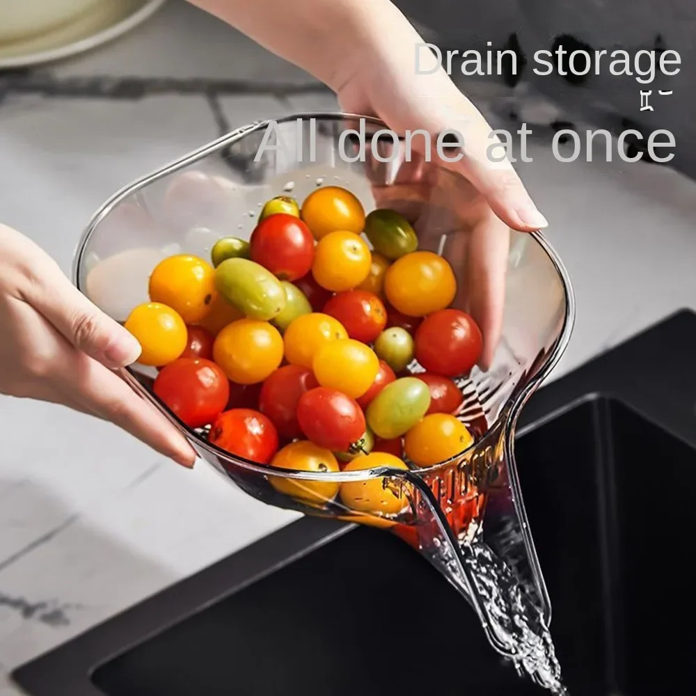 

Plastic Drainage Basket New White/Grey Multifunctional Vegetable Basin Kitchen Creative Fruit Plate Fruit Washing