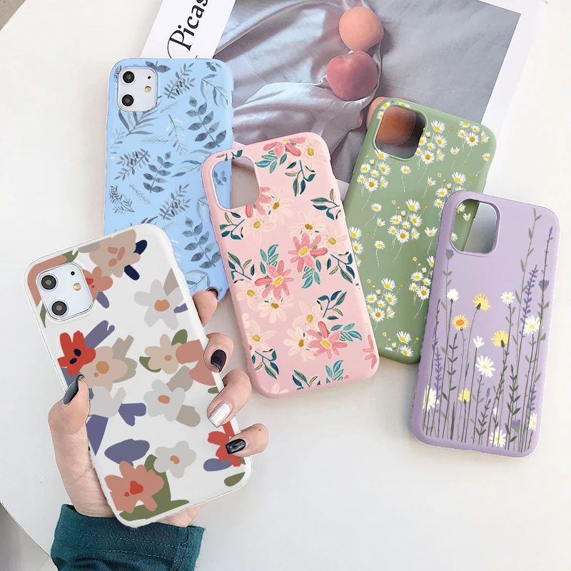 

Fashion Flower Phone Case For iPhone 12 12pro 12mini 11 7 8 6 6S Plus 13 TPU Case For iPhone XR X Xs 11 Pro Max Back Cover Funda