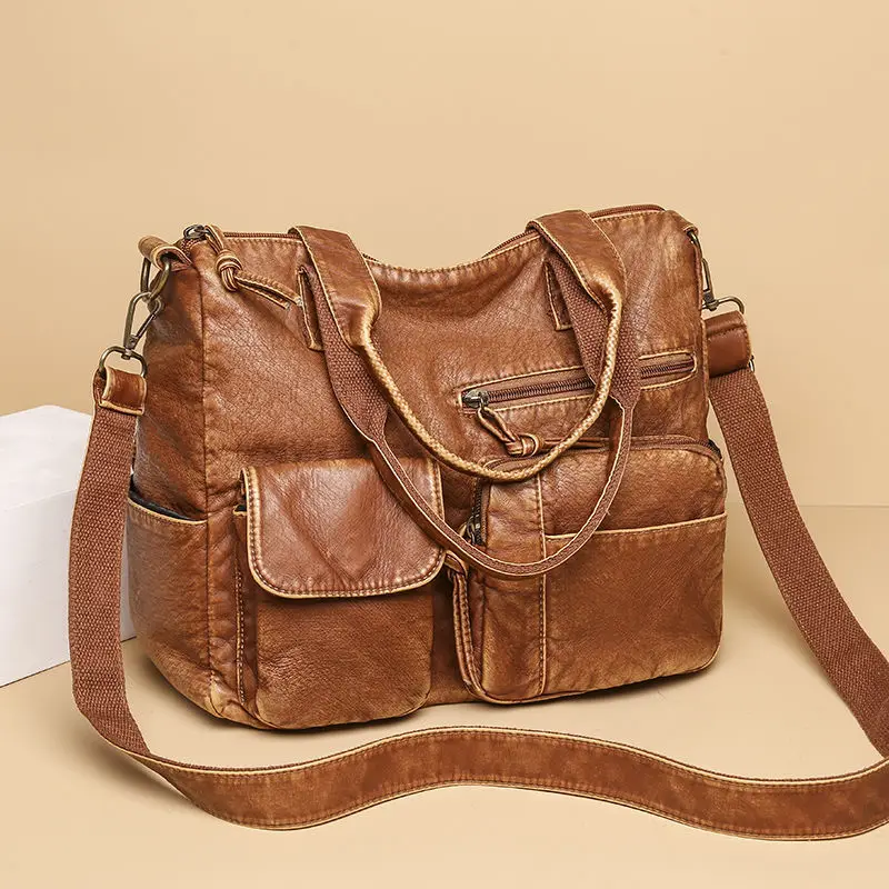 

New Soft Leather Large Bag Women's 2023 Fashion Versatile Handheld Tote Bag Korean Version Large Capacity Shoulder Crossbody Bag
