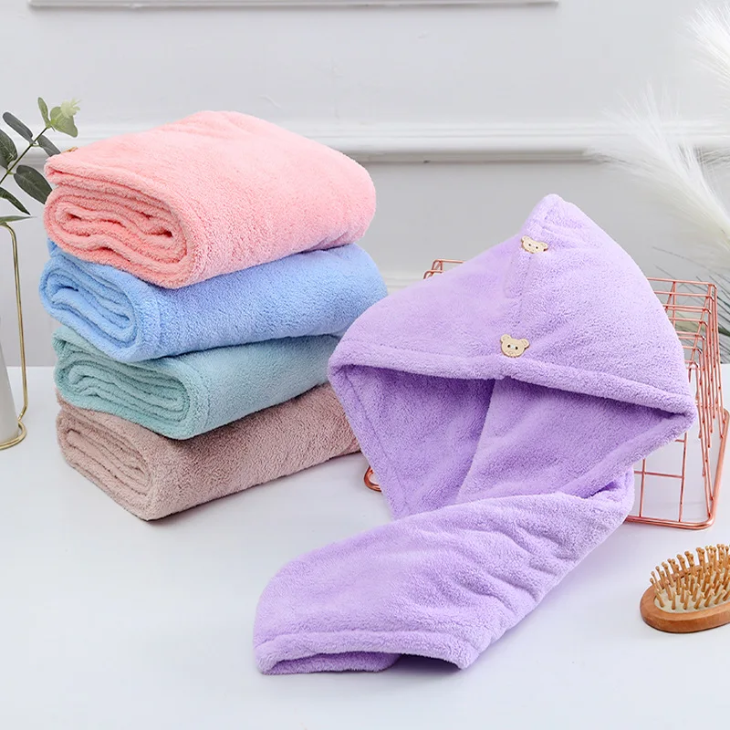 

Quick Dry Hair Quick Drying Microfiber Towels Bathroom Women's Bathroom Accessories Nursing Cap With Buckle Sauna Spa Towel Bath