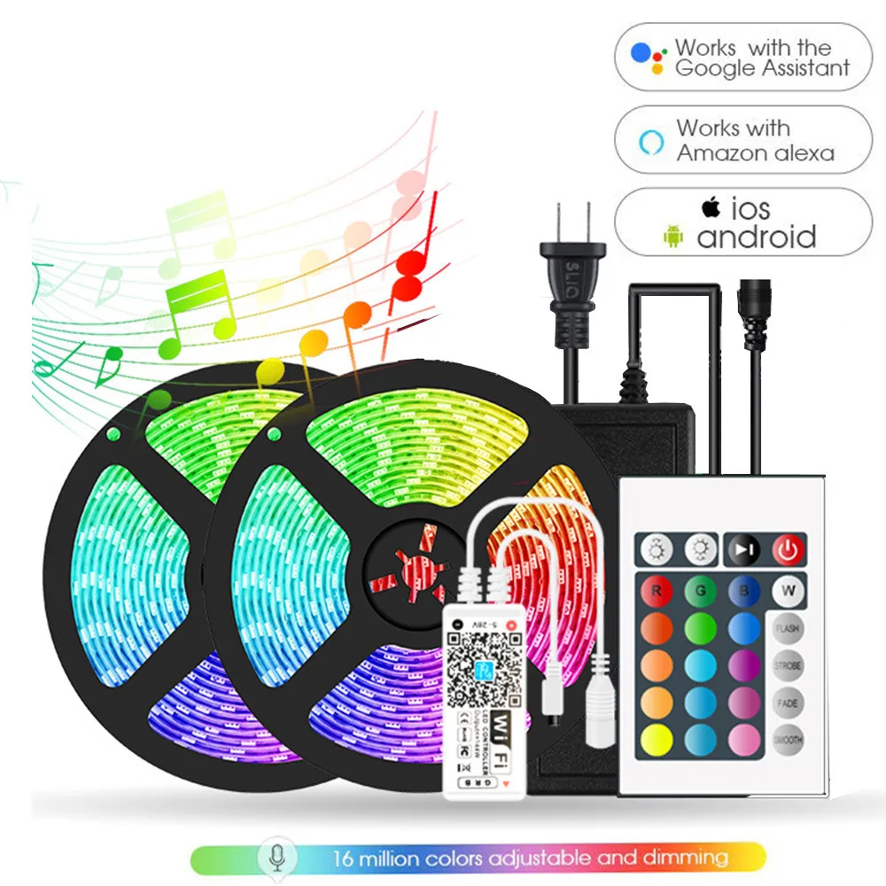 

Smart Bluetooth Music Led Strip Light 5M 10M 15M 20M Led Lights RGB 12v 5050 SMD Flexible Ribbon Waterproof Tape Diode DC 12V