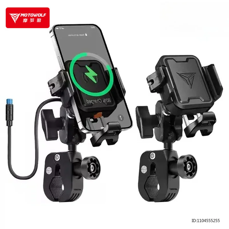 Фото Держатель для телефона MOTOWOLF для мотоцикла, велосипеда, скутера, с амортизацией, регулируемый, противоугонный, универсальный №2