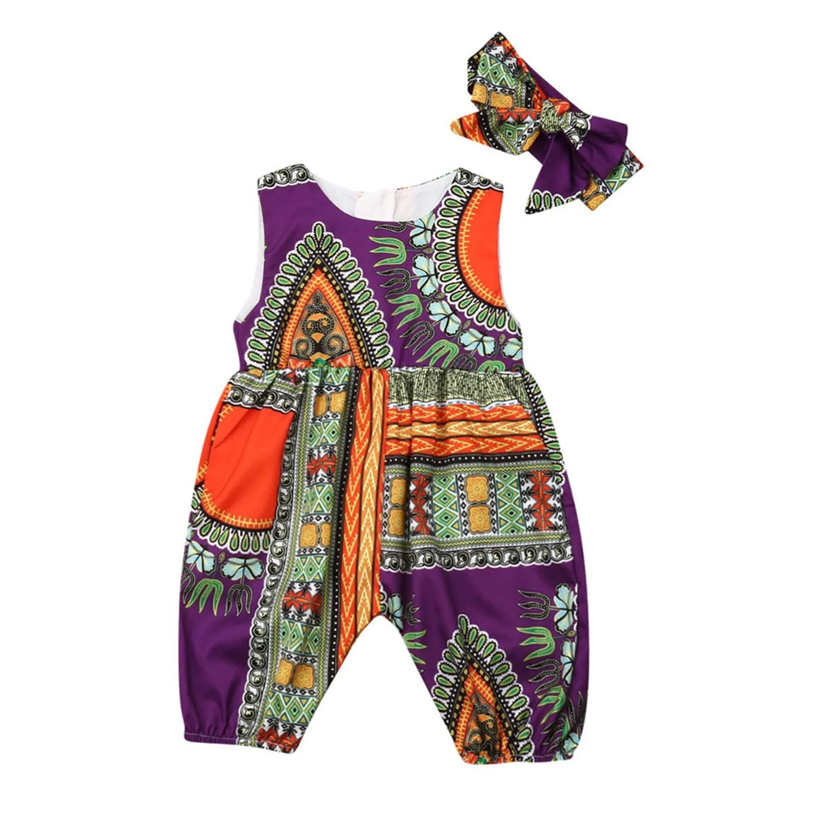 

Jumpsuit Clothes Style Girls Toddler Baby Kids Playsuit Sleeveless Dashiki Summer African Romper Cat And Infant Clothes