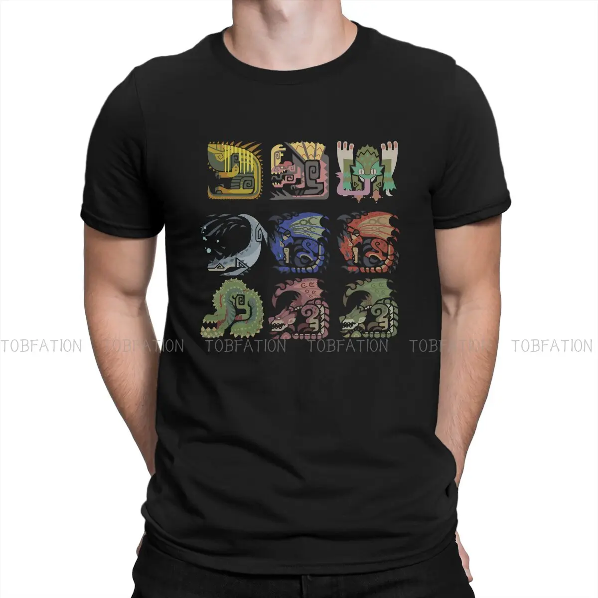 

Monster Hunter Game Creative TShirt for Men Rathalos and Rathian Round Collar Pure Cotton T Shirt Hip Hop Birthday Gifts Tops