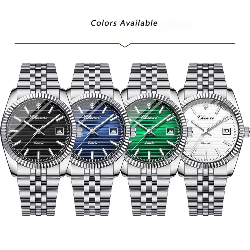 Фото Роскошные мужские часы Chenxi из нержавеющей стали, 35 мм, водонепроницаемые мужские часы с маленьким циферблатом, повседневные кварцевые мужские часы, мужские часы 004D №5